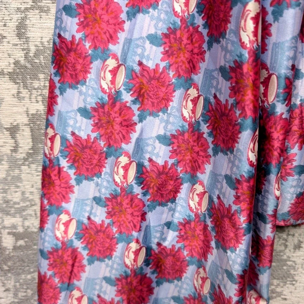 Bridgerton x Izzy & Liv Satin Scarf‎ Blue Pink Floral Teacup 35x70 NFLXSCARF NEW